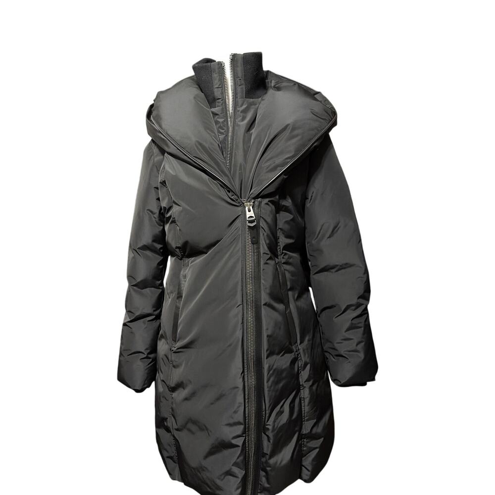 Mackage KAY-NFR Black Hooded Down Puffer Coat Belted Parka NWOT L MSRP $1190